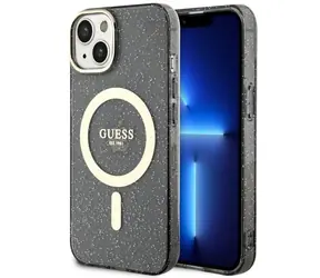 GUESS Glitter Gold MagSafe černá / Zadní kryt / iPhone 14