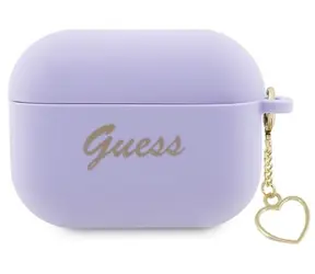 Guess Charm Heart Silikonové pouzdro pro AirPods Pro 2 fialová / Pouzdro / Silikon