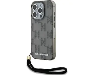 Karl Lagerfeld IML Mono KL Pattern & Cord černá / Zadní kryt / iPhone 15 Pro