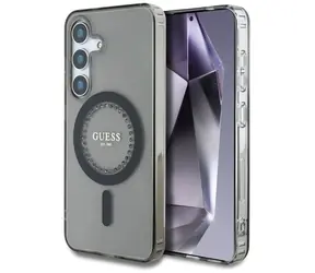 Guess Rhinestones Classic Logo MagSafe černá / Zadní kryt / Samsung Galaxy S25 / štrasové kamínky