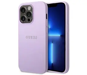 Guess PU Leather Saffiano Zadní kryt pro Apple iPhone 14 Pro fialová / Zadní kryt / Umělá kůže
