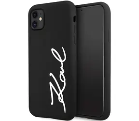 Karl Lagerfeld Signature černá / Kryt pro Apple iPhone 11/XR 6.1" / Silikonový hardcase