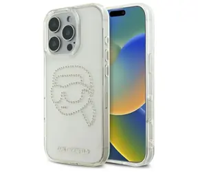 Karl Lagerfeld IML Rhinestones Karl Head čirá / Zadní kryt / Apple iPhone 16 Pro Max / 6,9”