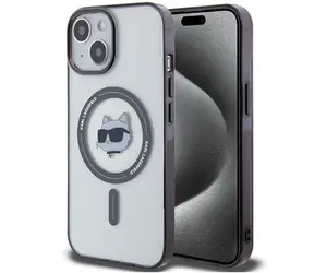 Karl Lagerfeld IML Choupette Head MagSafe čirá / Kryt pro Apple iPhone 15 Plus / MagSafe