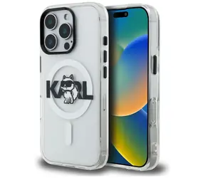 Karl Lagerfeld IML Choupette Sketch Logo čirá / Zadní kryt / MagSafe / pro Apple iPhone 16 Pro Max