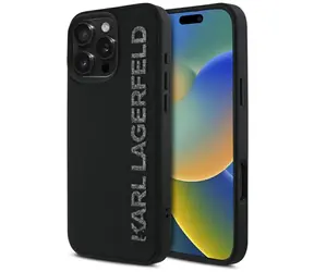 Karl Lagerfeld 3D Rubber Elongated Glitter černá / Zadní kryt / iPhone 16 Pro