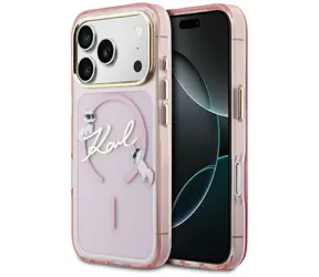 Karl Lagerfeld IML Choupettes Karl Script Logo růžová / Zadní kryt / MagSafe / iPhone 17 Pro