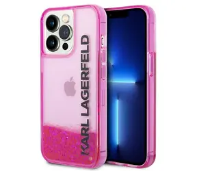 Karl Lagerfeld Liquid Glitter Elong růžová / Zadní kryt / Apple iPhone 14 Pro Max / Plast