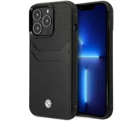 BMW Leather Card Slot pro Apple iPhone 14 Pro černá / Zadní kryt / Kožený / Slot na kartu