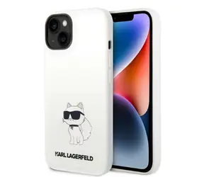 Karl Lagerfeld Silicone Choupette bílá / Ochranný kryt / Apple iPhone 14 Plus / MagSafe