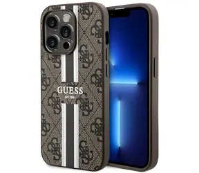 Guess GUHMP14LP4RPSW 4G Printed Stripes hnědá / Pouzdro / iPhone 14 Pro / MagSafe