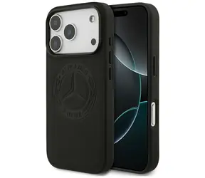 Mercedes Leather Vintage Logo černá / Zadní kryt / MagSafe / pro iPhone 17 Pro / kůže