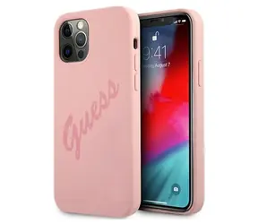 Guess Script Vintage Zadní kryt růžová / Zadní kryt / Apple iPhone 12 Pro Max / Plastový