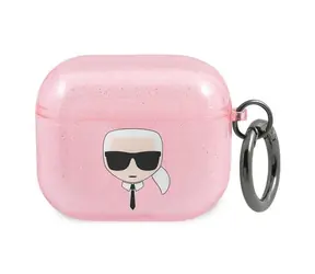 Karl Lagerfeld Glitter Karl Head růžová / Pouzdro / pro Apple AirPods 3