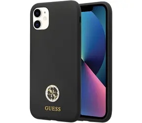 Guess GUHCN614DGPK Silicone Logo Strass 4G černá / Kryt / pro Apple iPhone 11/XR