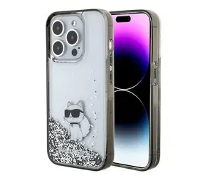 Karl Lagerfeld Liquid Glitter Choupette čirá / Zadní kryt pro Apple iPhone 15 Pro Max