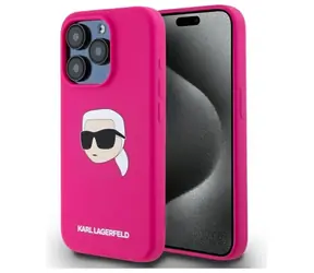 Karl Lagerfeld Silicone Karl Head Print MagSafe fuchsiová / Zadní kryt / Silikonový / Pro Apple iPhone 15 Pro Max