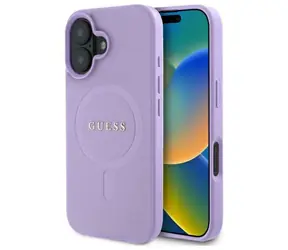 Guess Saffiano fialová / Zadní kryt / MagSafe / Apple iPhone 16