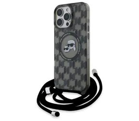 Karl Lagerfeld IML Crossbody Monogram K&CH Head černá / Kryt / MagSafe / iPhone 16 Pro