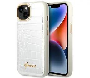 GUESS Croco Collection stříbrná / Zadní kryt / pro Apple iPhone 14