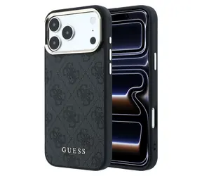 Guess PU Leather 4G Gold Frame kryt iPhone 18 Pro Max černá / Zadní kryt / MagSafe / Apple iPhone 18 Pro Max