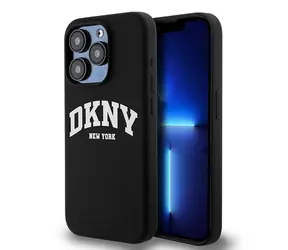 DKNY Liquid Silicone White Printed Logo MagSafe černá / Zadní kryt / iPhone 13 Pro a 13