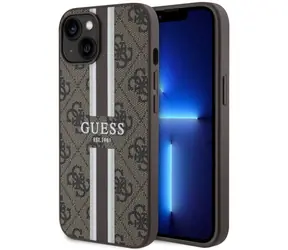 Guess 4G Printed Stripes hnědá / Zadní kryt / Apple iPhone 14 / MagSafe