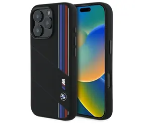BMW silikonový Tricolor kryt MagSafe pro iPhone 16 Pro Max černá / Kryt / MagSafe / Silikon