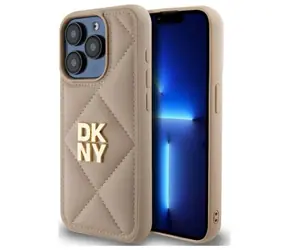 DKNY Quilted Stack Logo iPhone 15 Pro Max béžová / Pouzdro