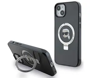 Karl Lagerfeld Ringstand Karl Head MagSafe černá / Zadní kryt / hardcase / MagSafe / pro Apple iPhone 15