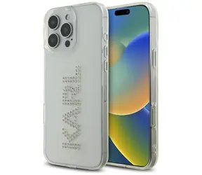 Karl Lagerfeld IML Rhinestones Logo čirá / Zadní kryt / Apple iPhone 16 Pro