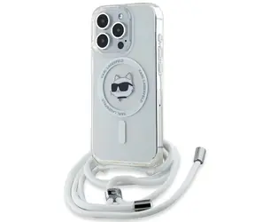 Karl Lagerfeld IML Choupette Head & Cord čirá / Kryt / iPhone 14 Pro Max / MagSafe