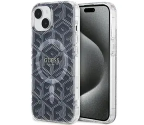 GUESS IML G Cube MagSafe černá / Zadní kryt / iPhone 15 Plus, 14 Plus / MagSafe