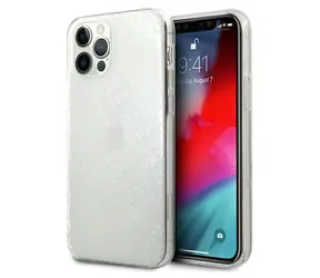 Guess 4G 3D Pattern transparentní / Ochranný kryt na iPhone 12/12 Pro / 6,1" / Tvrzený plast