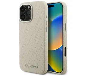 Karl Lagerfeld FW Stamped Karl MagSafe béžová / Kryt pro Apple iPhone 16 Pro / Silikonový
