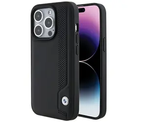 BMW Leather Blue Dots černá / Zadní kryt / iPhone 15 Pro Max / pravá kůže