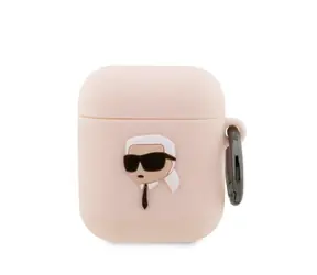 Karl Lagerfeld Karl Head pouzdro AirPods 1/2 růžová / Pouzdro pro sluchátka / Silikonové / 3D design