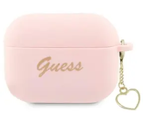 Guess Charm Heart Silikonové pouzdro pro AirPods Pro 2 růžová / Pouzdro / Silikon