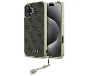 Guess 4G Charms Collection iPhone 16 hnědá / Zadní kryt