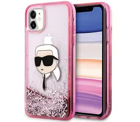 Karl Lagerfeld Glitter Karl Head růžová / Kryt / iPhone 11, iPhone XR