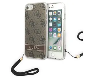 GUESS 4G Print Strap hnědá / Kryt / Apple iPhone SE 2022 / SE 2020 / 7 / 8