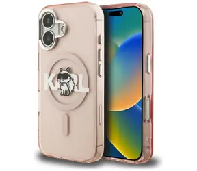 Karl Lagerfeld IML Choupette Sketch Logo růžová / Zadní kryt / Apple iPhone 16 / MagSafe