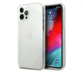 Guess 4G 3D Pattern Collection transparentní / Zadní kryt / Apple iPhone 12 Pro Max / plastový hardcase