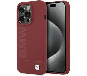 BMW Silicone Big Logo MagSafe červená / Kryt pro Apple iPhone 15 Pro / Silikonový