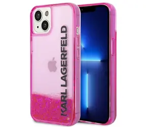 Karl Lagerfeld Liquid Glitter Elong Case růžová / Zadní kryt pro Apple iPhone 14 Plus / Třpytivý motiv