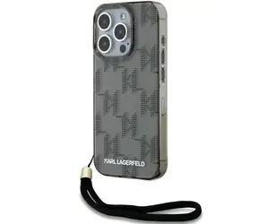 Karl Lagerfeld IML Mono KL Pattern & Cord černá / Zadní kryt / Apple iPhone 15 Pro Max