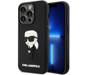 Karl Lagerfeld 3D Rubber Ikonik černá / Zadní kryt / Apple iPhone 14 Pro / Silikon