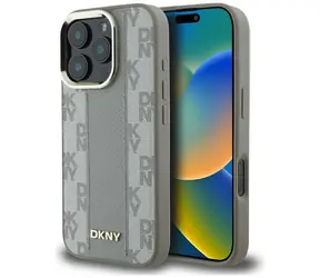 DKNY PU Leather Checkered Pattern MagSafe béžová / Zadní kryt / Apple iPhone 16 Pro / kostkovaný vzor