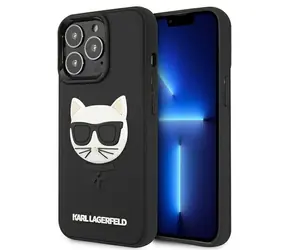 Karl Lagerfeld 3D Rubber Choupette iPhone 13 Pro/13 černá / Kryt na telefon / 3D motiv Choupette