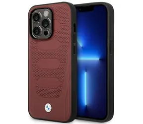 BMW BMHMP14L22RPSR iPhone 14 Pro bordó / Pouzdro / Leather Seats Pattern / MagSafe